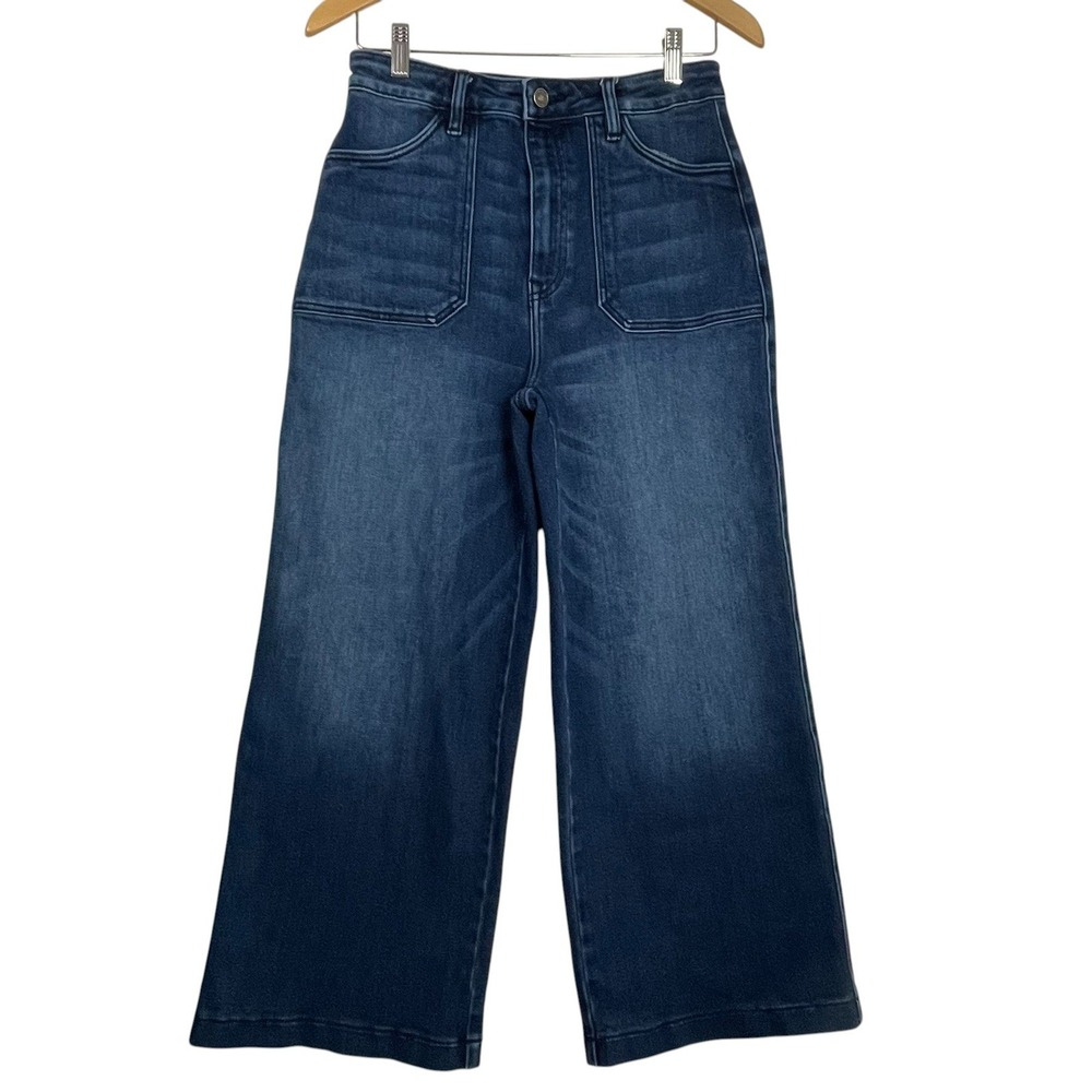 Kancan Size 9 /‎ 28 High Rise Wide Leg Crop Jeans Utility Pockets